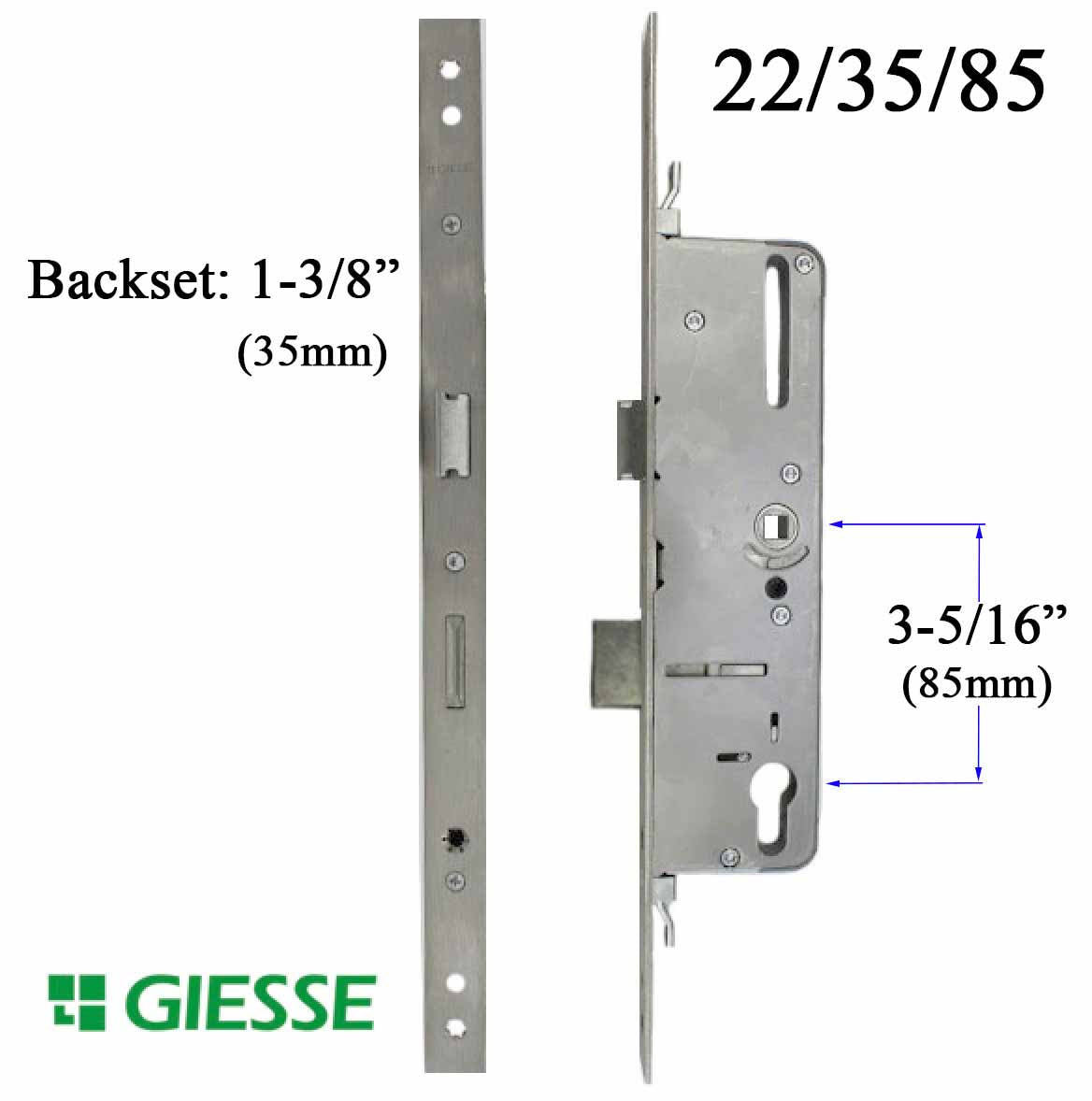Giesse® Door with Perimeter Lock 35mm backset 85 PZ Hardware