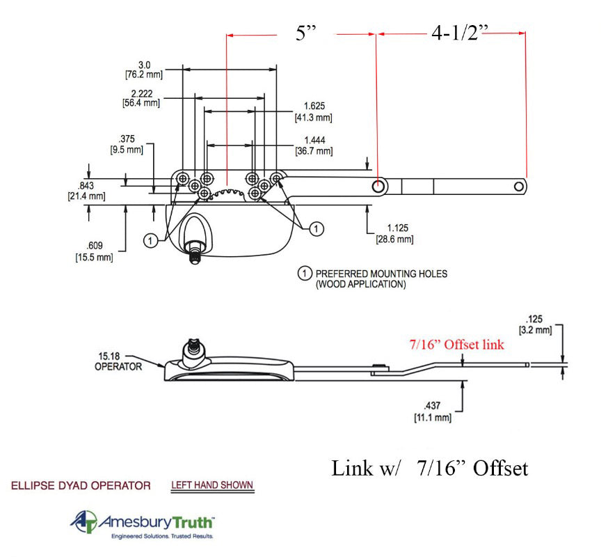 Truth® Ellipse split arm Dyad operator, 7/16Inch offset Link, Right Hand
