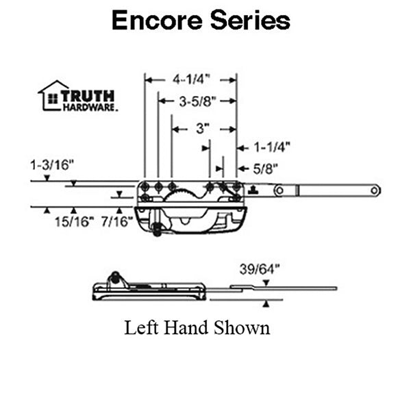 Truth Encore Dyad Split Arm Casement Operator, Left Hand