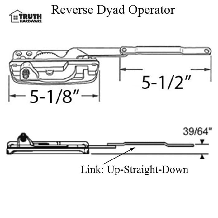 Left Hand Truth Encore Sill Mounted Reverse Dyad Casement Window Operator