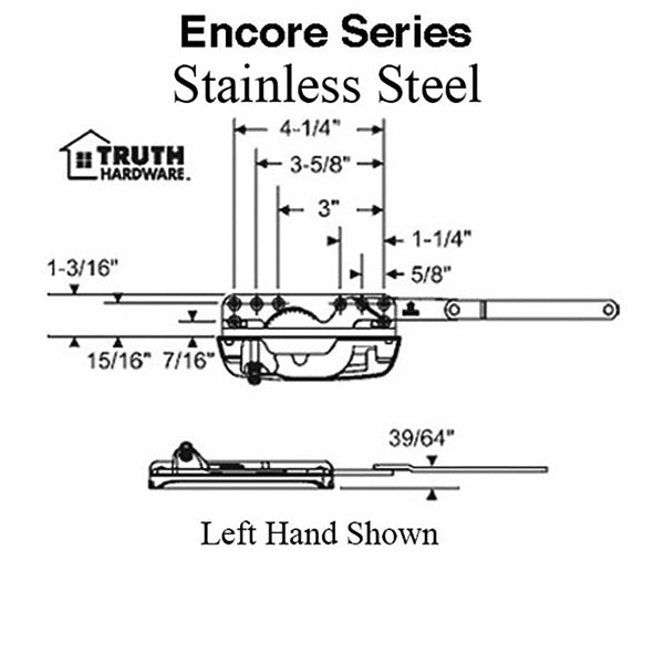 Right Hand Truth Encore Dyad Split Arm Operator, Stainless Steel Coastal