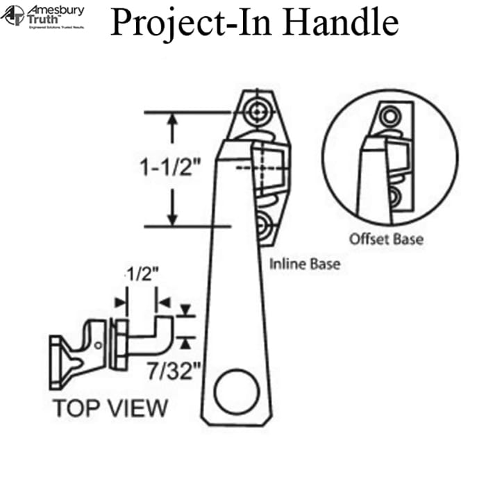 Project-In handle, 1-1/2 screw holes, 1/2” Hook Projection, Pole Ring