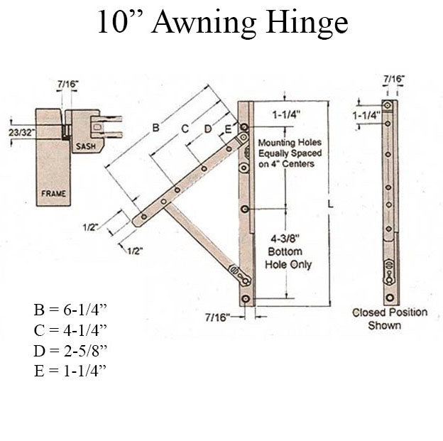 Truth 13.13 Awning Window Hinge And Track Pairs 10 - E-Gard® Steel Hardware