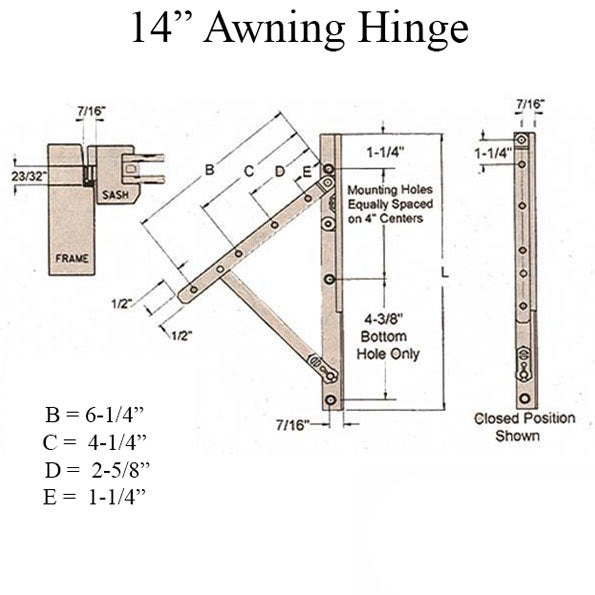 Awning Window Hinge And Track Pairs 14 - E-Gard® Steel Hardware