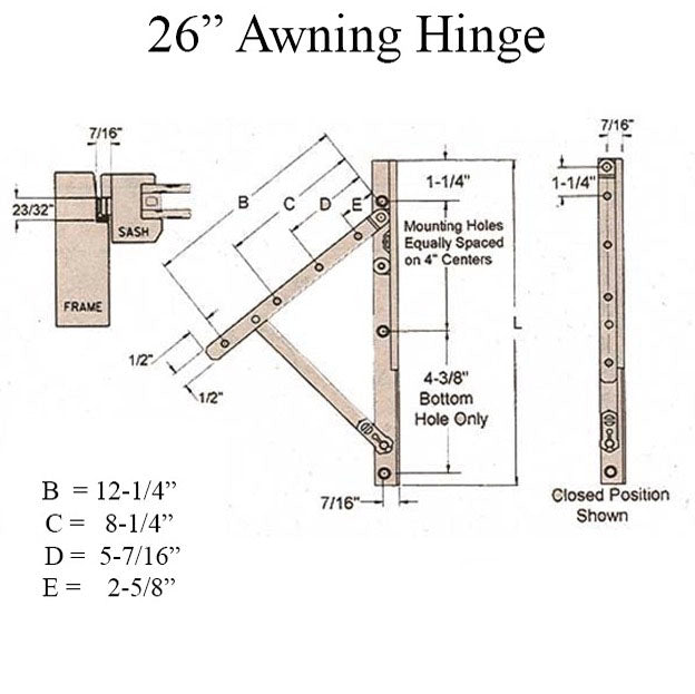 Awning Window Hinge And Track Pairs 26 - E-Gard® Steel Hardware
