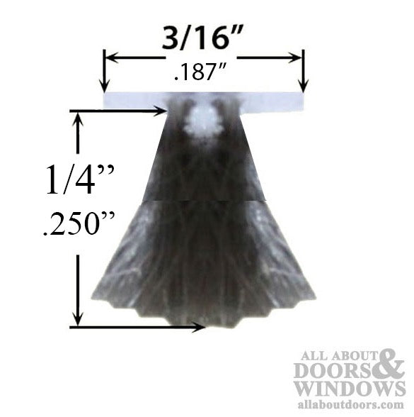 Fuzzy Weatherstrip .187 T-Backing x .250 Pile with Fin Seal