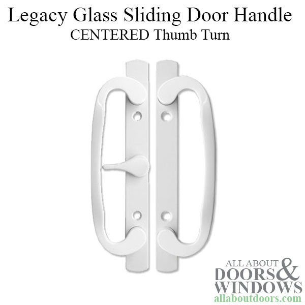 Legacy Sliding Glass Door Handle, CENTER Thumb Turn White