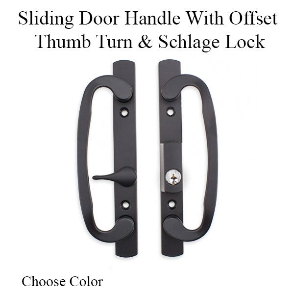 Legacy Glass Sliding Door Handle Set Keyed With Offset Thumbturn Schlage Keyway Choose Color