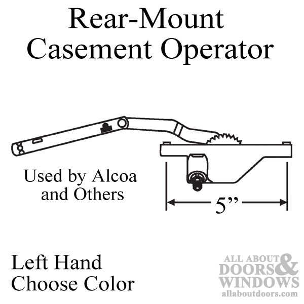 Rear Mount Dyad Casement Operator, 5-1/8Inch - Left Hand - Choose Color