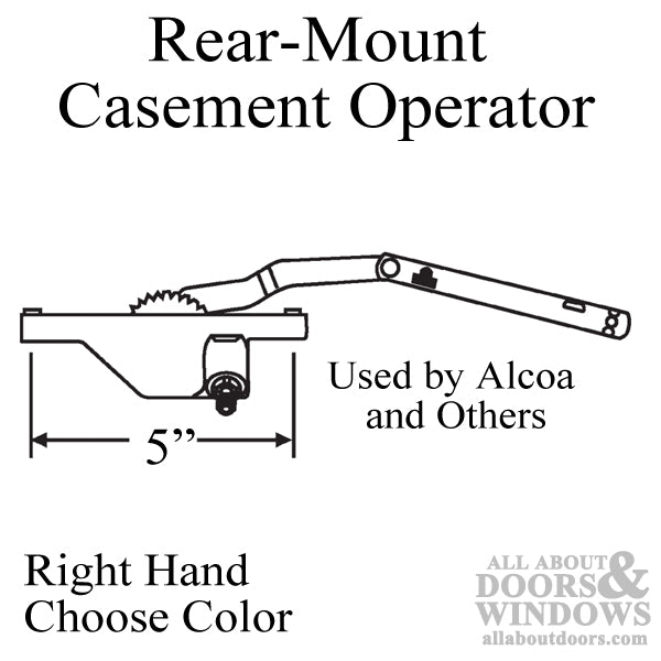 Rear Mount Dyad Casement Operators, 5-1/8Inch - Right Hand - Choose Color