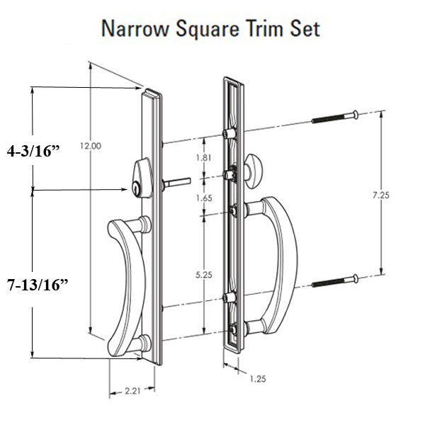 Expressions Narrow Square Active Non-Keyed Sliding Door Handle - Choose Color Hardware