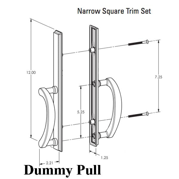 Expressions 1.25 X 12 Square Dummy Sliding Door Handle Hardware