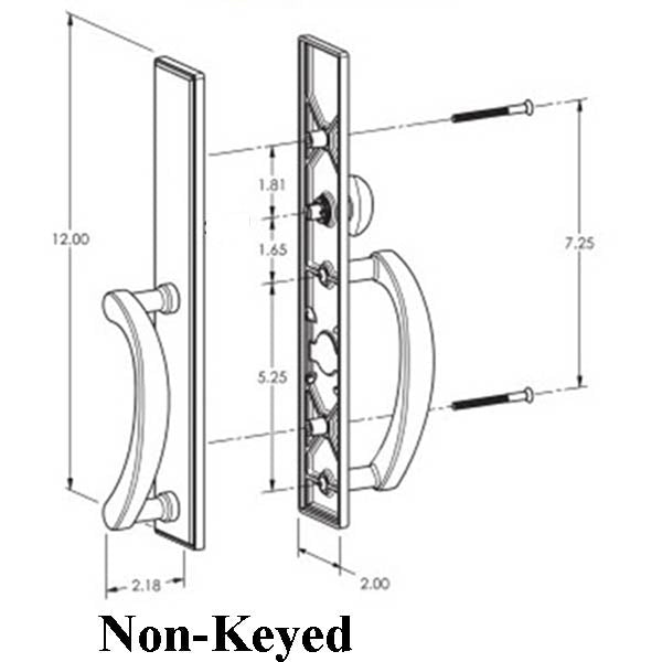 Expressions Wide Square Top Non-Keyed Sliding Door Handle Hardware