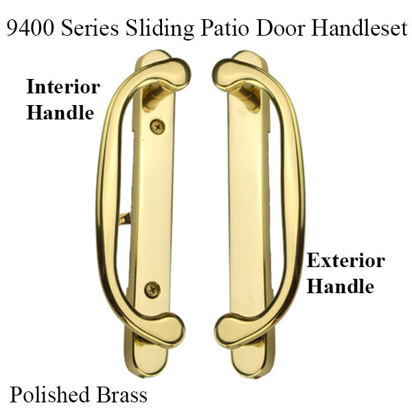 9400 Series Sliding Patio Door Handleset Trim Non-Keyed - Polished Brass Hardware