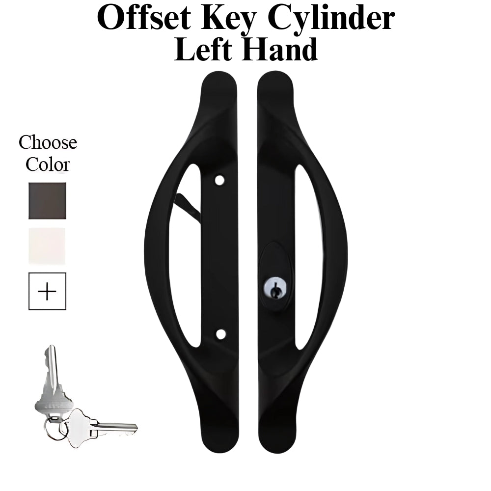 Truth Active Sliding Door Handle with Offset Key Cylinder, Faux Bronze, Left Hand