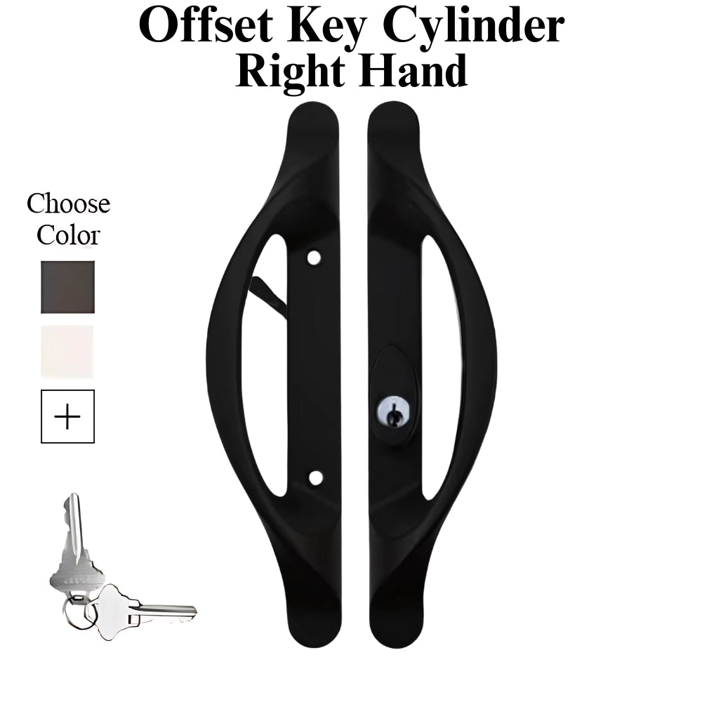 Truth Active Sliding Door Handle with Offset Key Cylinder, Faux Bronze, Right Hand