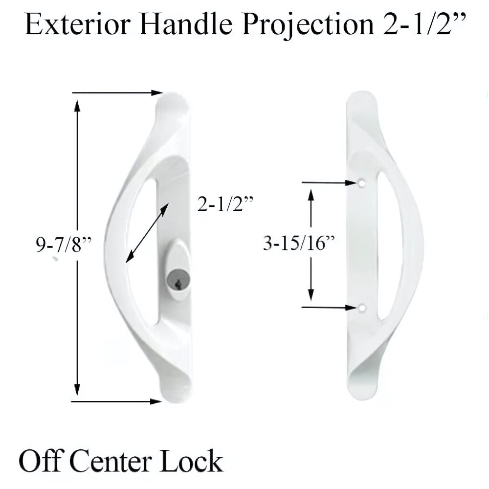 Truth Active Sliding Door Handle with Offset Key Cylinder, White, Left Hand