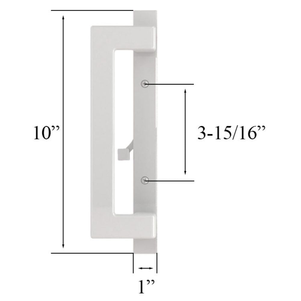 Truth Modern Contemporary 10" Sliding patio door handle, Active Off Center Keyed Cylinder - White