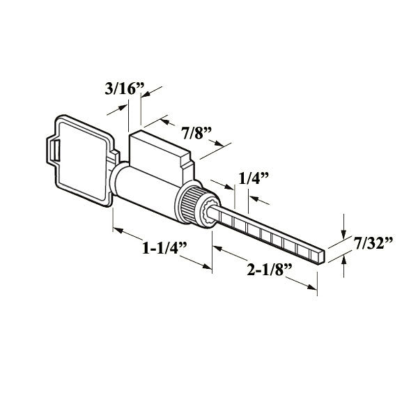 American Keyed Lock Cylinder 1-1/16 Inch X 2-1/8- Different Hardware
