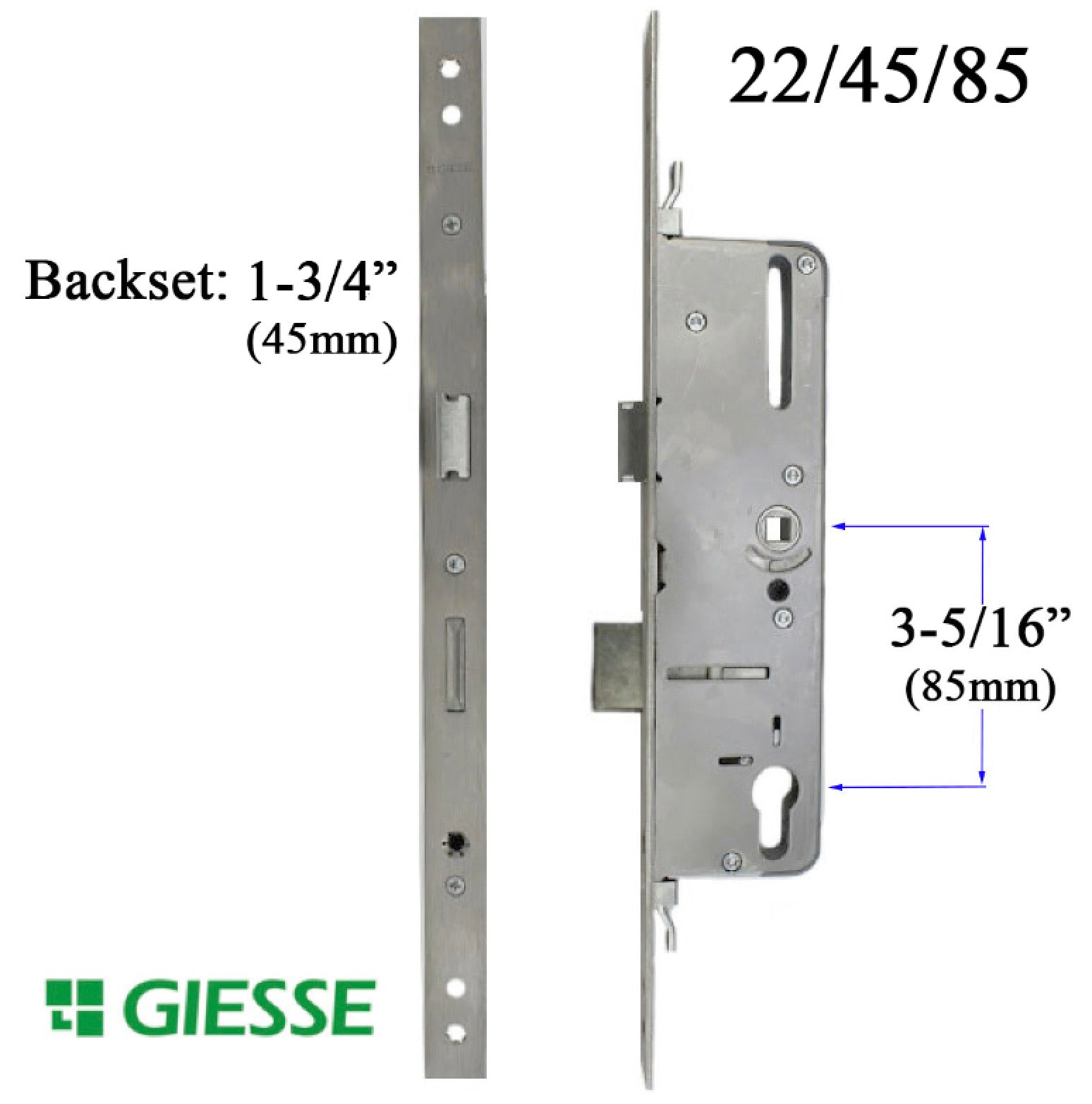 Giesse Mortise Lock 45mm Backset 85 PZ for Terrace & Balcony Doors