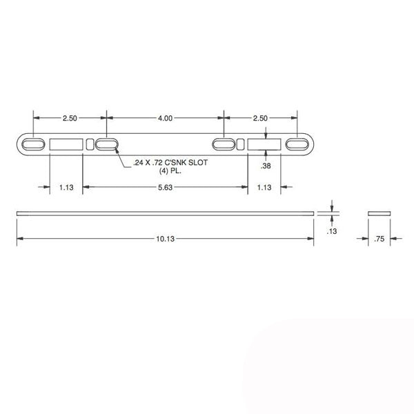 Flat Strike / Keeper Dual Point Double Hole 3/4 X 10 - Yellow Dichromate Steel Hardware