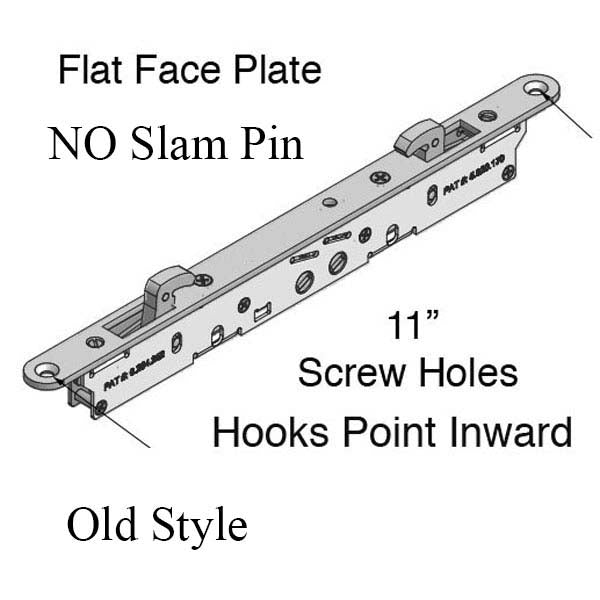 2-Hook Sliding Door Lock 11-3/4 Face No Slam Pin - Beige Hardware