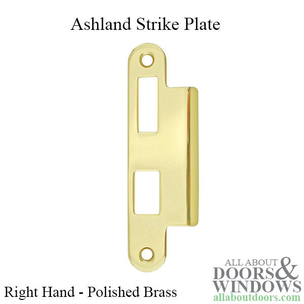 Right Hand Ashland Strike Plate – Polished Brass, 7/8" Base