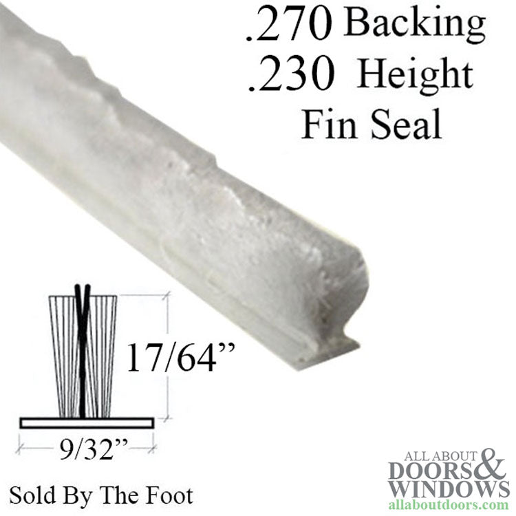 Weatherstrip .270" Backing x .230" Pile with Fin Seal – White