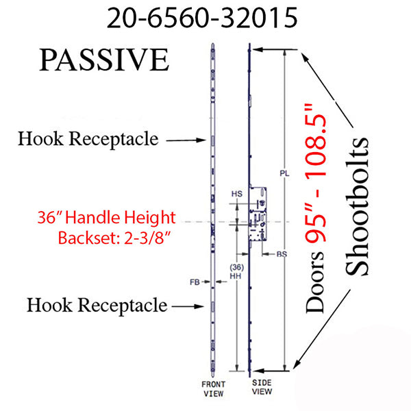 20Mm P3000 Passive 60/92 Shootbolt With Hook Receptacle Doo Hardware
