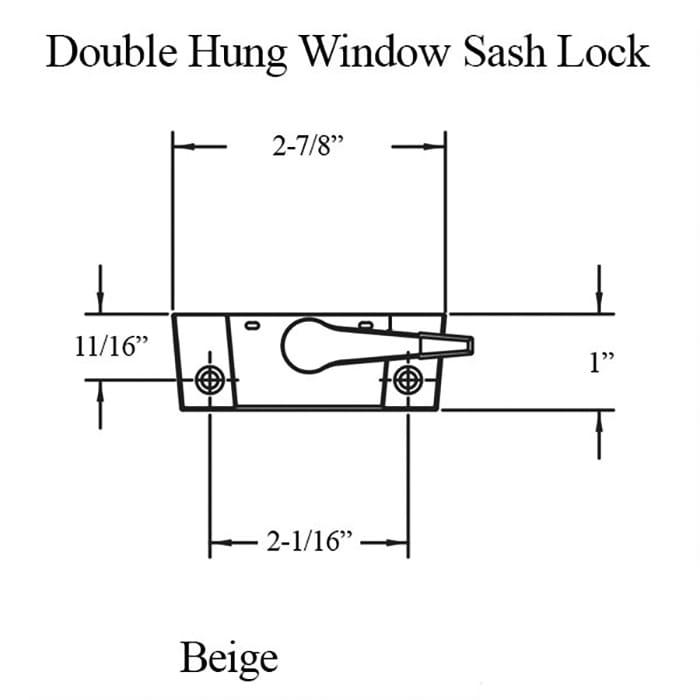 2-1/16" Beige Sash Lock for Double or Single Hung Windows