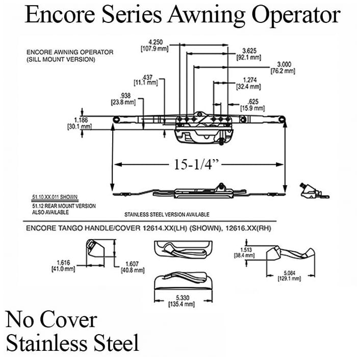Truth Encore 51.10.00.211 Awning Window Operator, Stainless Steel