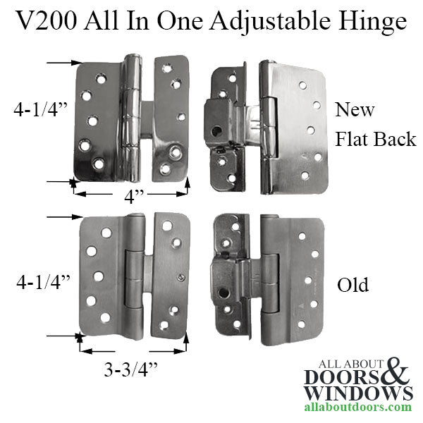 V200® Right Hand All In One Adjustable Hinge, New Style - Choose Finish