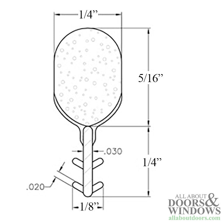 Truth TPE Foam-Filled Window Bulb Kerf Slot Slash Weatherstrip, .125" x .250"