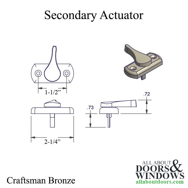 Amesbury 2947 Series Non-Handed Secondary Actuator for Sliding Doors
