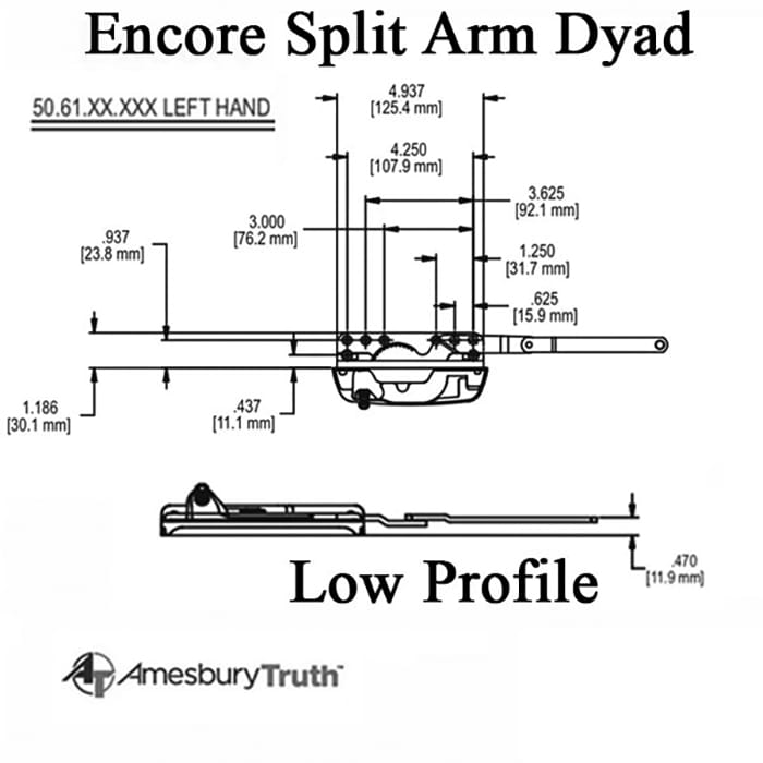 Truth® 50.61 Encore Split Arm Dyad Operator, Low Profile, Left Hand