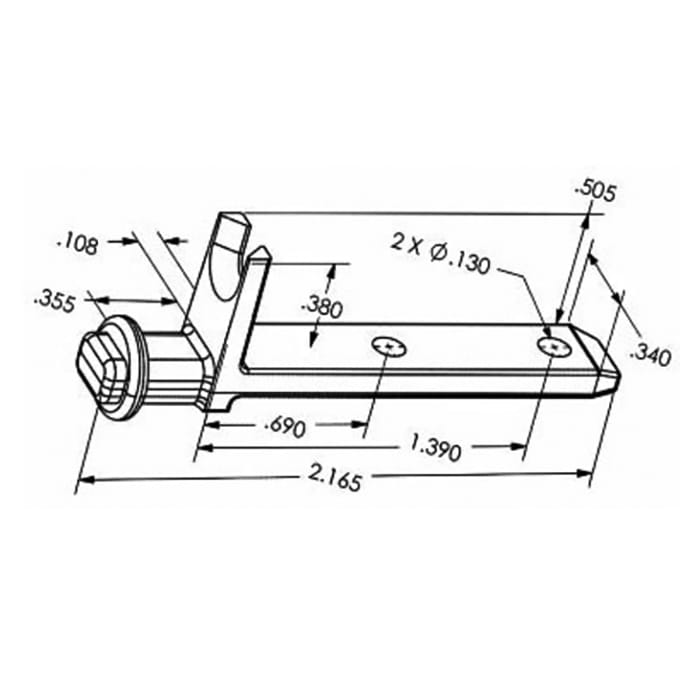 2-3/16" L-Shape Pivot Bar, Round Head, Zinc – Window Hardware
