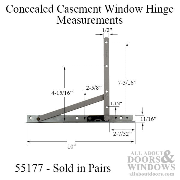 Truth® 14.77 Egress Casement Window Hinge & Arm Kit – 2-9/32" Opening, E-Gard® Steel