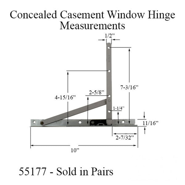 Truth® 14.77 Egress Casement Window Hinge & Arm Kit – 2-9/32" Opening, E-Gard® Steel
