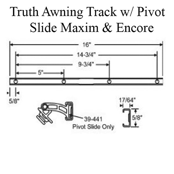Truth 11577.92 Awning Track with Pivot Slide for Maxim & Encore