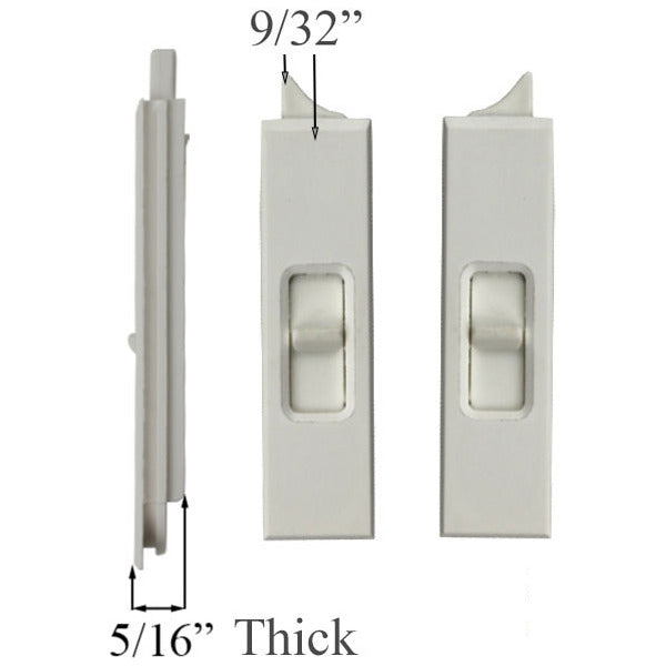 White Slide-In Tilt Latch, 5/16" Thin, Pair for Vinyl Windows