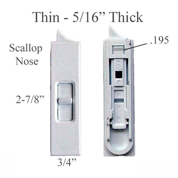 White Slide-In Tilt Latch, 5/16" Thin, Pair for Vinyl Windows