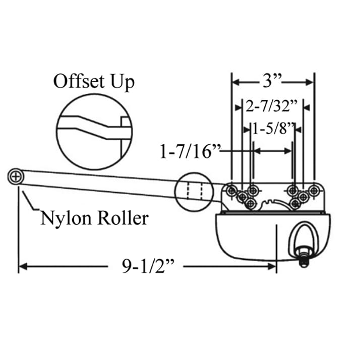 Left Hand Truth 9-1/2" Single Arm Casement Window Operator, Offset Arm, White