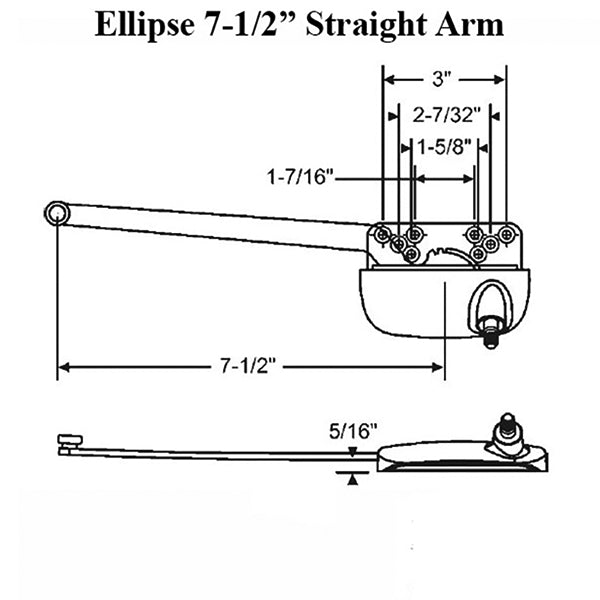 Truth 15.56 Ellipse 7-1/2" Single Arm Casement Operator Nylon Roller LH