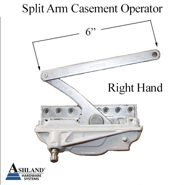 Right Hand Ashland Optima Dyad Split Arm Casement Operator, 6-1/16" Link, Stainless Steel