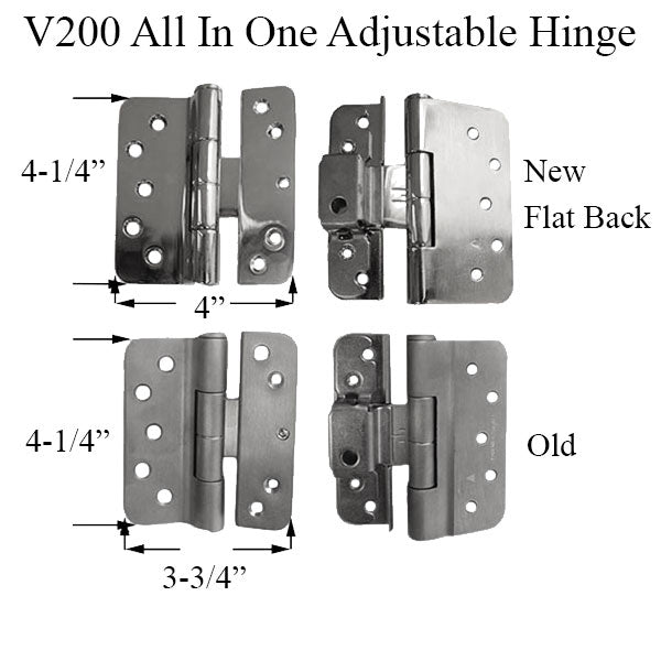 V200 Left Hand All In One Adjustable Hinge New Style - Choose Color Hardware