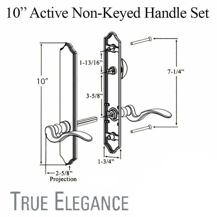 Elegance 10 Arch Non-Keyed Active Handle Hardware For Hinged Door - Choose Color