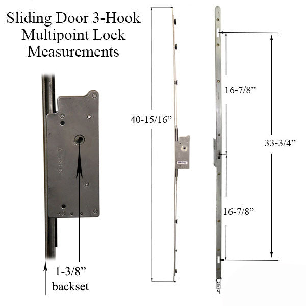 Sentinel Multipoint Sliding Door Lock 3 Hooks 35Mm Narrow S Hardware