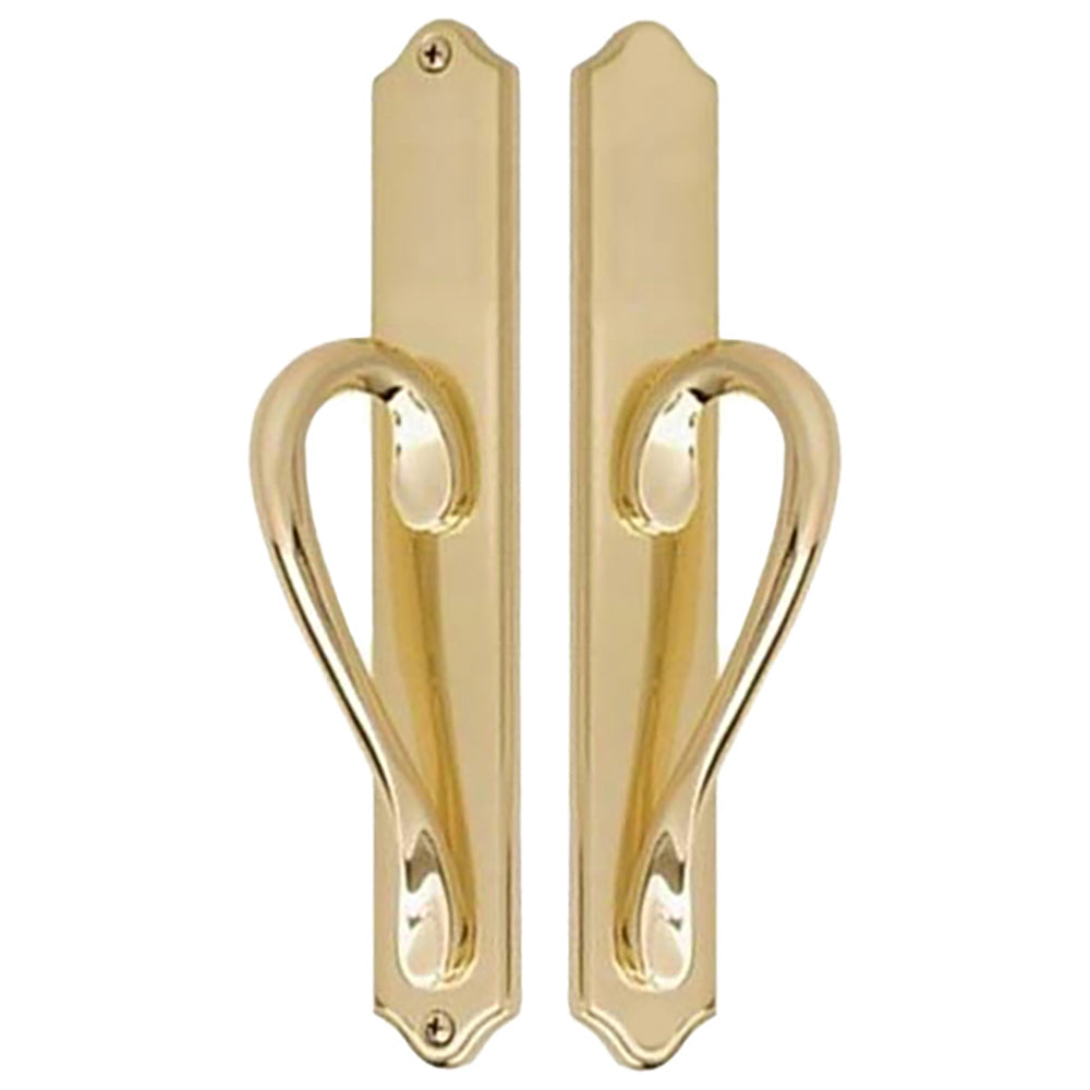 Wide Plate Passive Sliding Patio Door Handle, Polished Brass – No Key or Thumb Turn