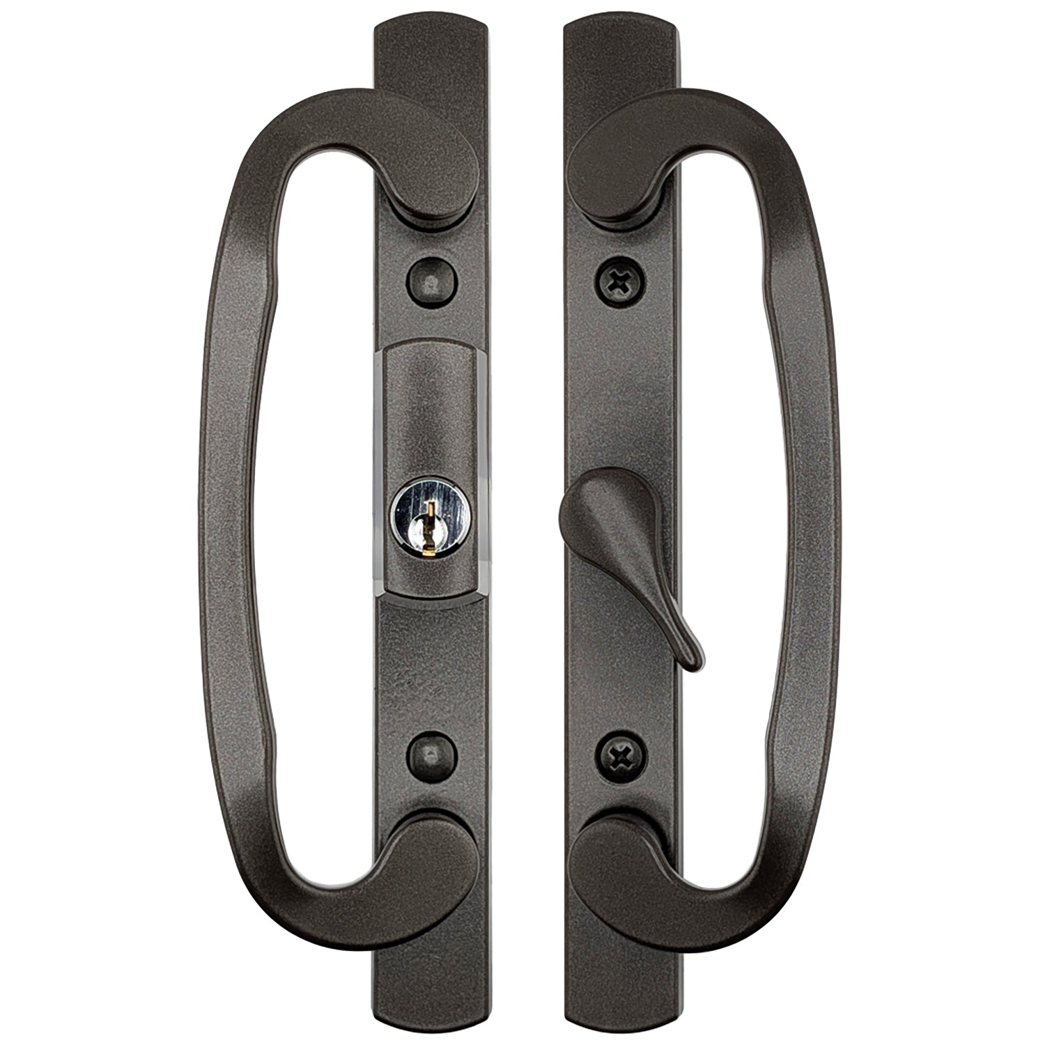 Legacy Glass Sliding Door Handle, CENTER Thumb Turn with Key, Choose Color