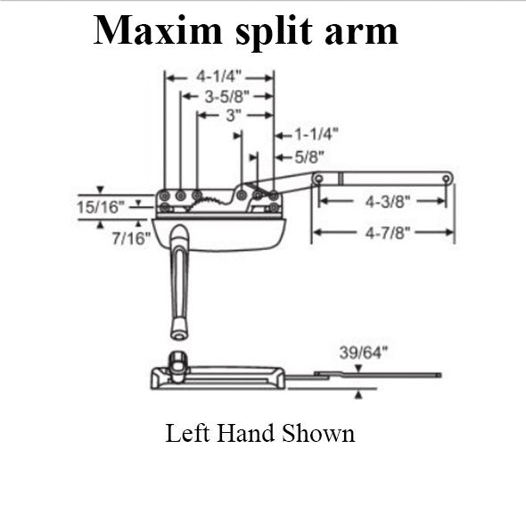 Truth Maxim 50.50 Dyad Operator Split Arm Sill Mount Left Hand Hardware